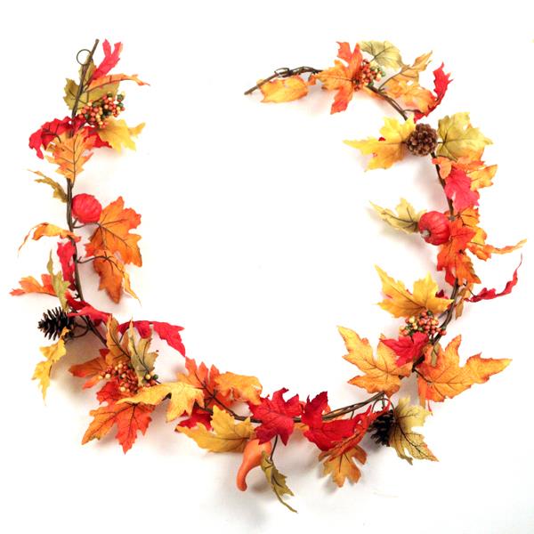 Pumpkin & Pinecone Maple Leaf Garland x 175cm