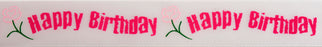 25mm x 3m Hot Pink on White Happy Birthday Ribbon