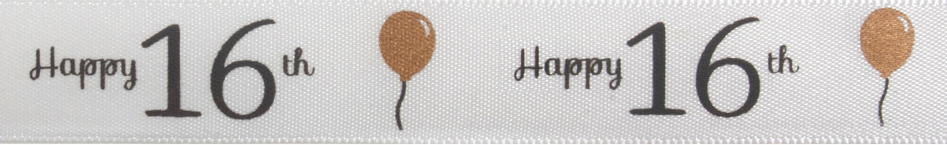 Satin Happy Birthday Ribbon 16mm x 4m - 16th