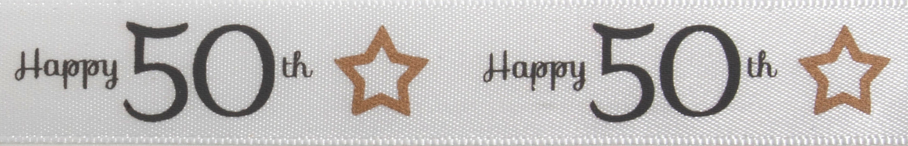 Satin Happy Birthday Ribbon 16mm x 4m - 50th