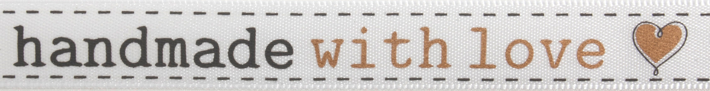 "handmade with love" Satin Ribbon -  Gold and Grey - 12mm x 4m Roll