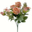 Rose and Bud Bush with Mixed Foliage x 30cm long - Peach - 4 heads 3 buds