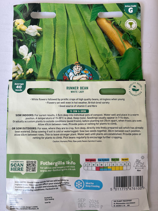 RUNNER BEAN White Lady Seeds