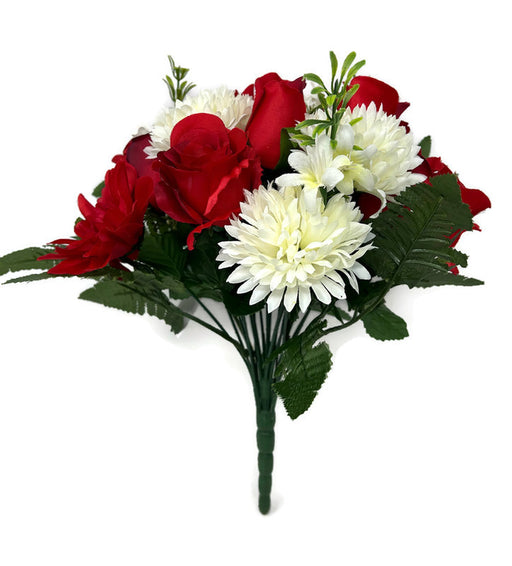 Red Rosebud & Dahlia Bush x 36cm - 22 Stem