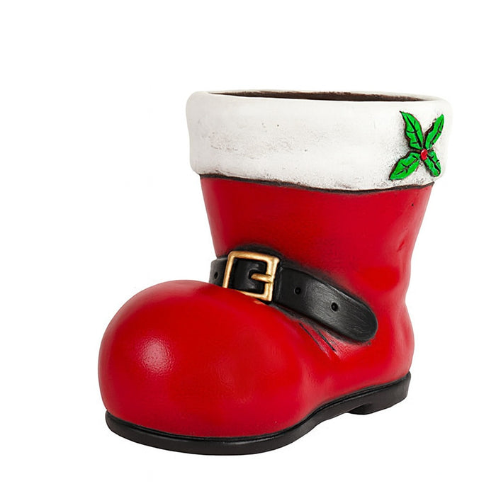 Red Santa Boot - Decorative Cement Pot -  H13.7 x L19cm