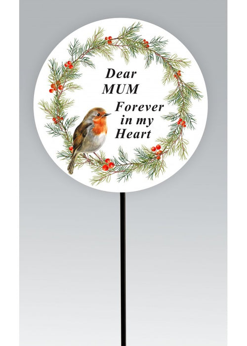 Robin On Wreath Stick - Mum