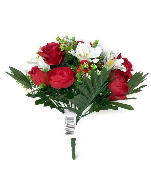 Rose Ranunculus Peony & Foliage Bush - Red