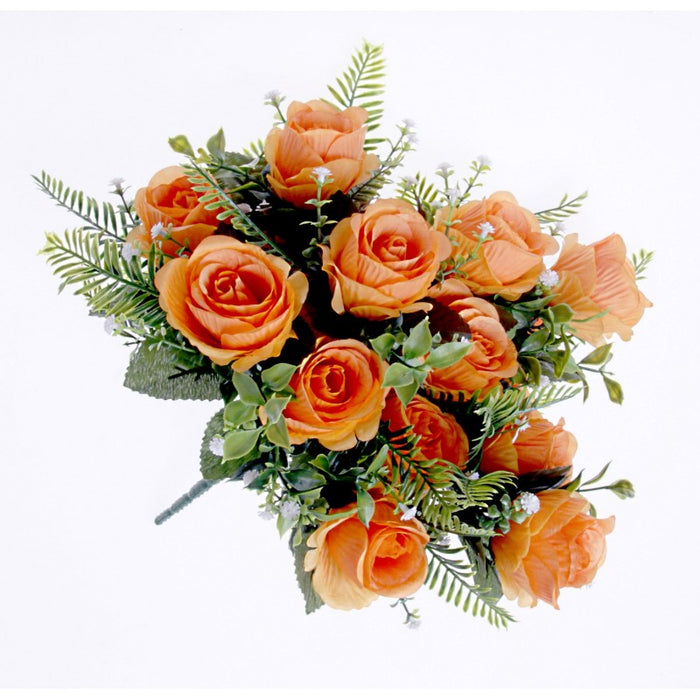 Rose Bush with Foliage - Orange - 18 Heads