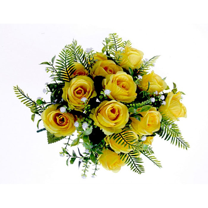 Rose Bush with Foliage - Yellow - 18 Heads