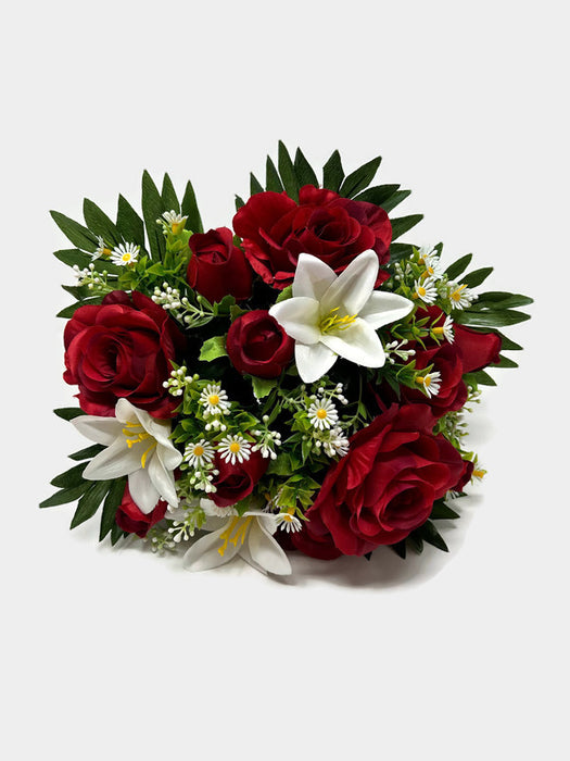 Rose & Lily Flower Bush x 22 Stem - Red