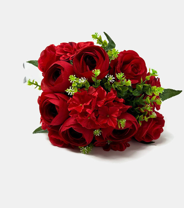 Rose Ranunculus & Hydrangea Bush - All Red Flowers