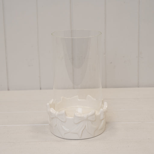 Round Bow Candle Holder with Glass Insert - Height 20cm