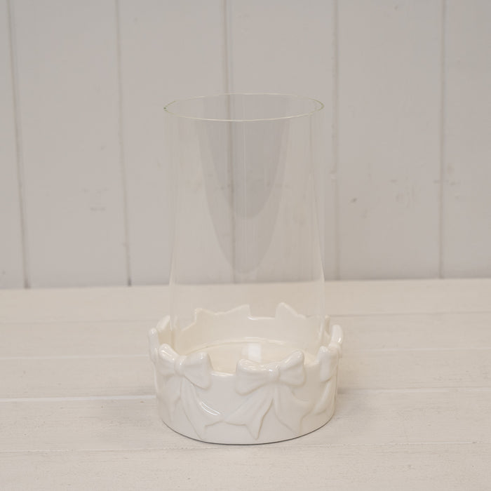 Round Bow Candle Holder with Glass Insert - Height 20cm