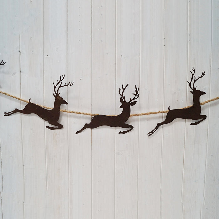 Rustic Metal Reindeer Garland x 180cm
