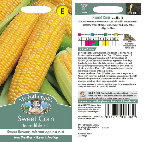 SWEET CORN Incredible F1 Seeds