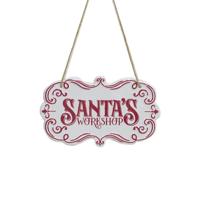 Santa's Workshop Metal Sign -  18 x 10.5cm