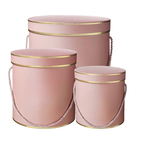 Set of 3 Hamilton Lined Hat Boxes - Pale Pink