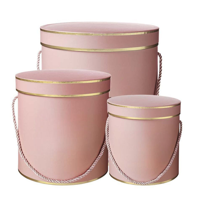 Set of 3 Hamilton Lined Hat Boxes - Pale Pink