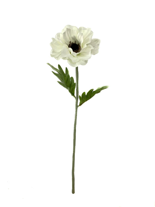 Single Stem Anemone Flower x 44cm - Ivory