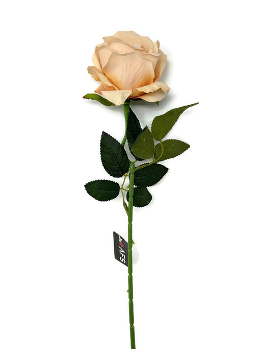 Single Stem Velvet Touch Rose x 52cm - Vintage Peach