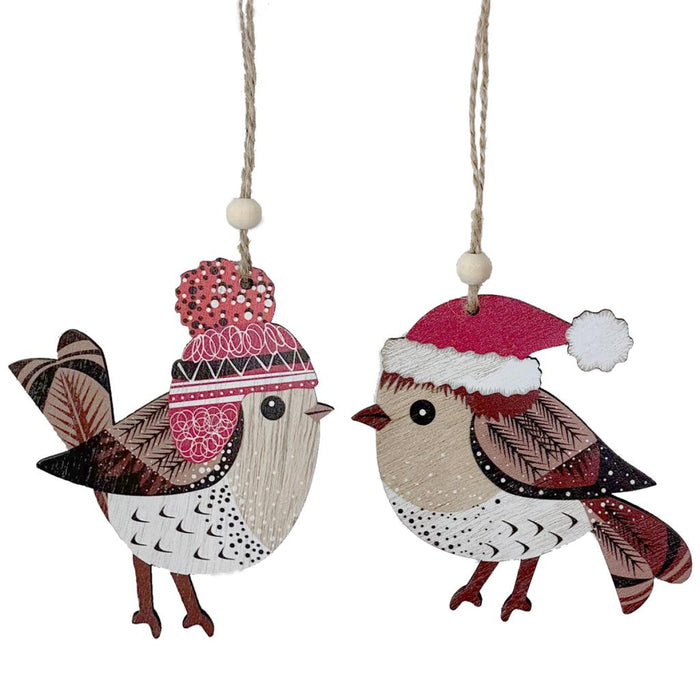 Single Wooden Robin Tree Hanging Decoration - One Selected At Random