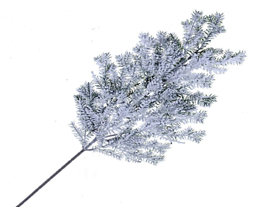 Snowy Cedar Pine Spray - Green & White - 60cm Long