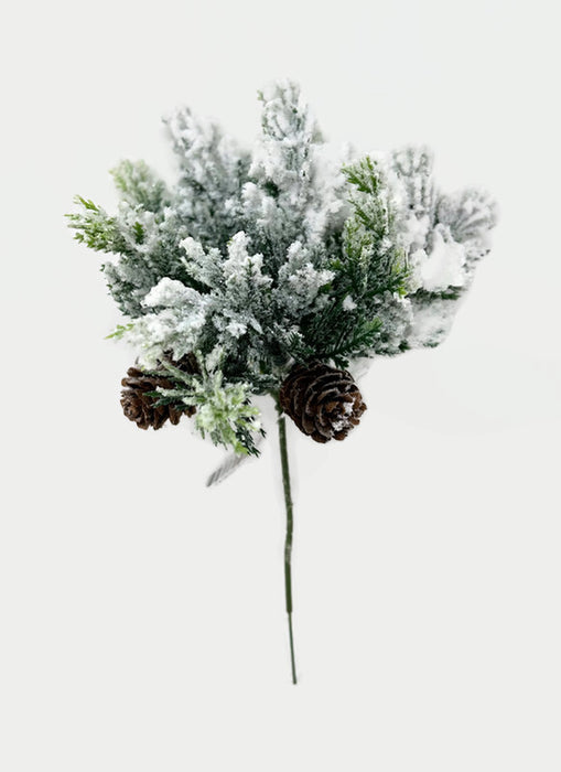 Snowy Pine Cone Pick x 22cm