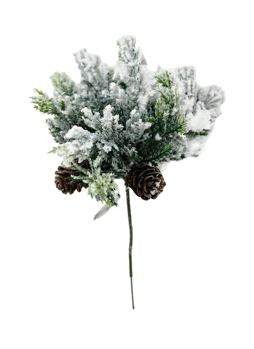Snowy Pine Cone Pick x 22cm