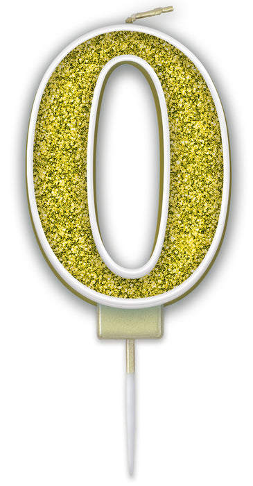 Sparkling Fizz Candle 7.5cm Gold - Number 0
