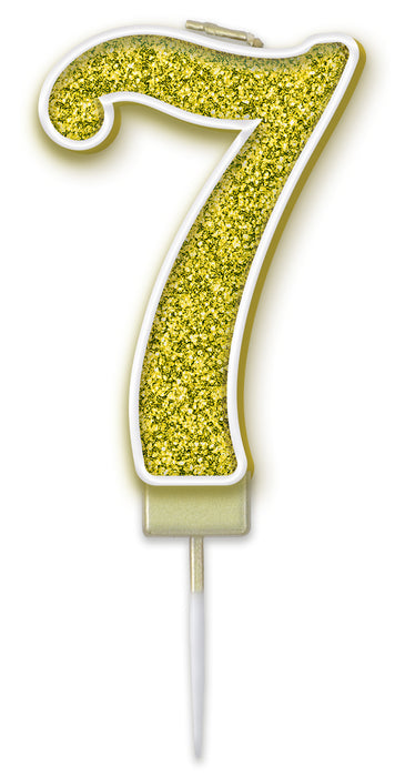 Sparkling Fizz Candle 7.5cm Gold - Number 7