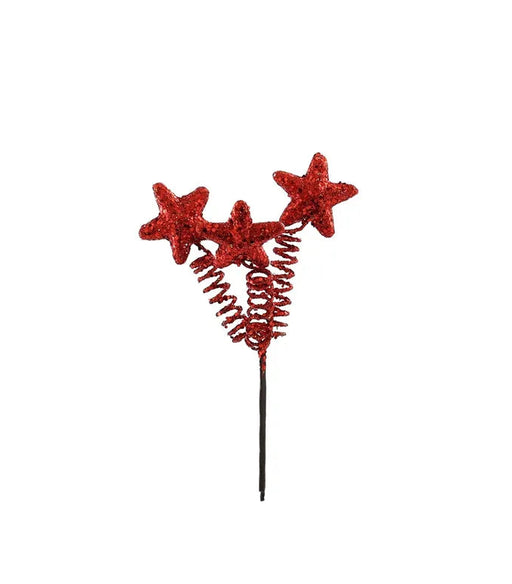 Sparkling Red Star Pick - 16cm tall