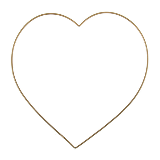 Single Flat Wire Heart Wreath Frame - 20cm Gold