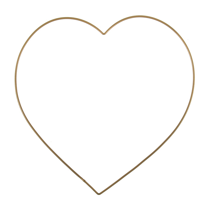 Single Flat Wire Heart Wreath Frame - 20cm Gold