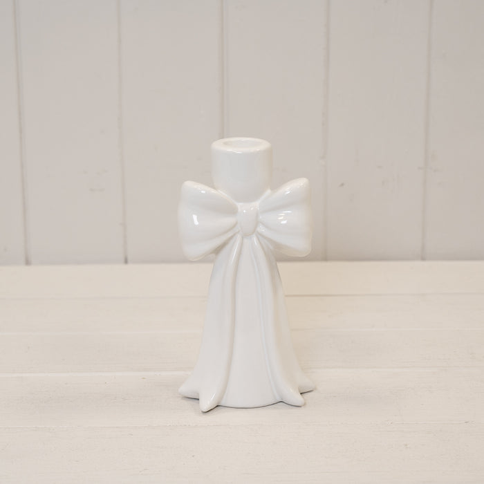 Tall Draping Bow Ceramic Candle Holder - H17cm