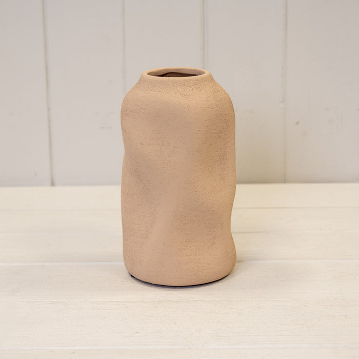 Tan Textured Sculptured Vase - H17cm
