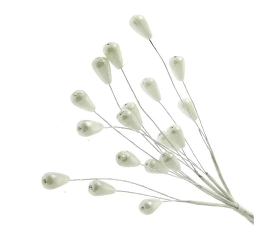 Tear Drop Pearl Spray - Cream (17cm Height, 6pcs per pk) TS1111