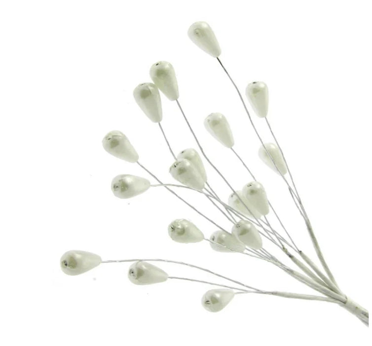 Tear Drop Pearl Spray - Cream (17cm Height, 6pcs per pk) TS1111