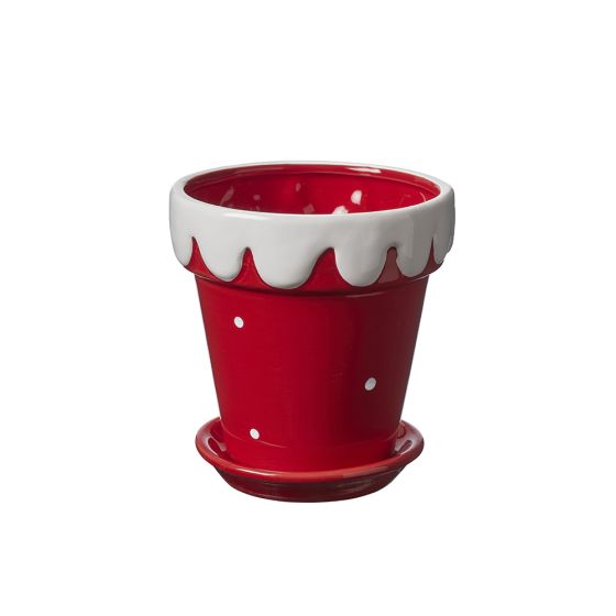 Timeless Tidings Snowy Pot - Red - H13cm