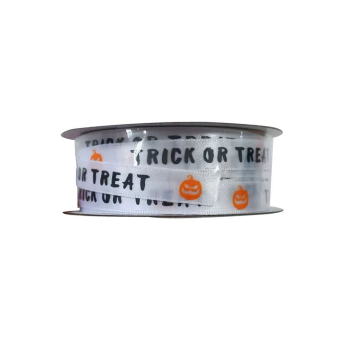 Trick or Treat Ribbon - White & Black - 10mm x 10m