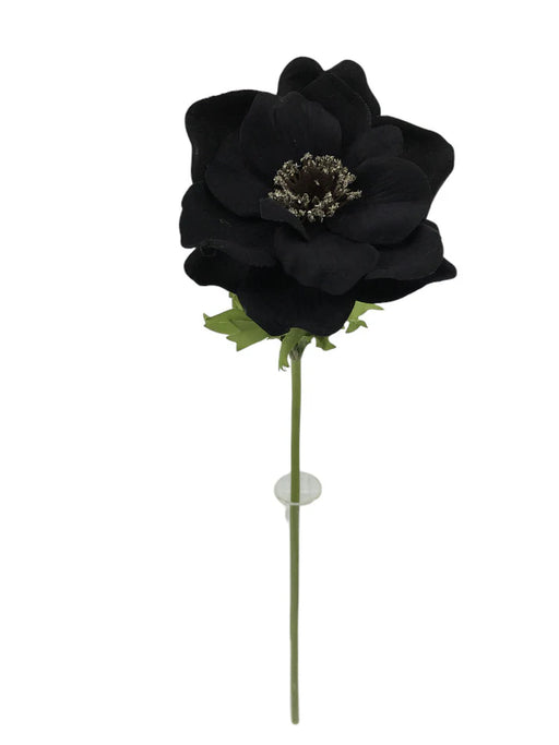 Single Velvet Anemone - Black (42.5cm long)