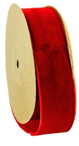 25mm Velvet Ribbon -Red - 25mm x 10m