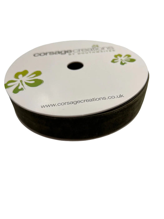 25mm Velvet Ribbon - Moss Green - 25mm x 10m