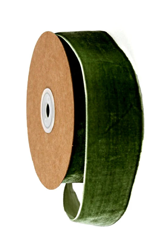 25mm Velvet Ribbon -Green - 25mm x 10m