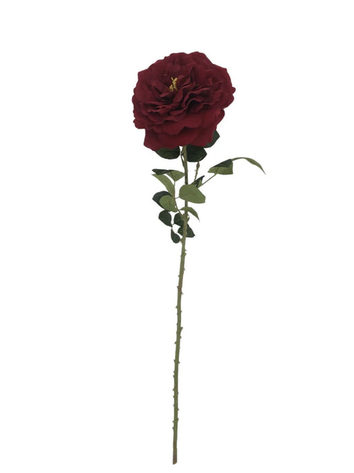Single Velvet Open Rose - Red (75cm long)