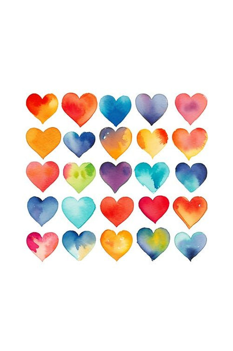 Valentine Florist Message Cards -  Multi Colour Hearts - Pack of