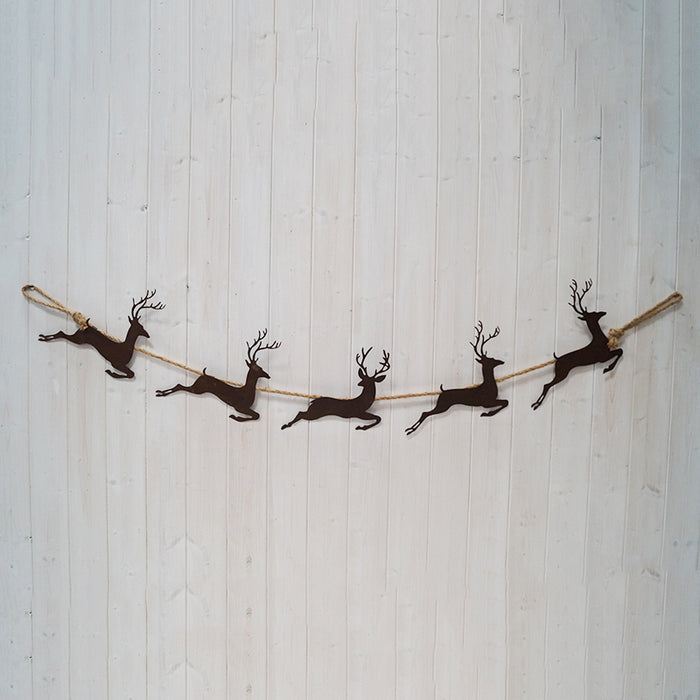 Rustic Metal Reindeer Garland x 180cm