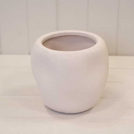 White Textured Stone Plant Pot - H 14.5cm