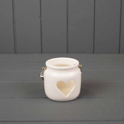 White Porcelain Heart Cutout Tealight Holder D6.5cm H7.1cm