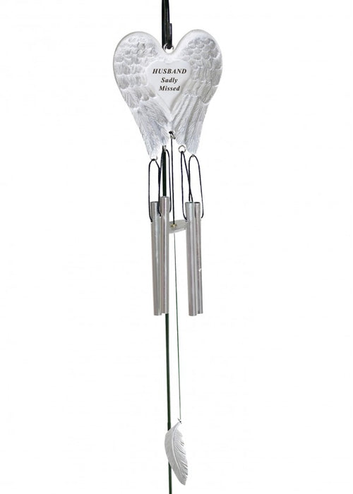 White & Silver Angel Wings Windchime - Husband Sadly Missed
