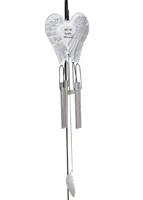 White & Silver Angel Wings Windchime - Mum Sadly Missed